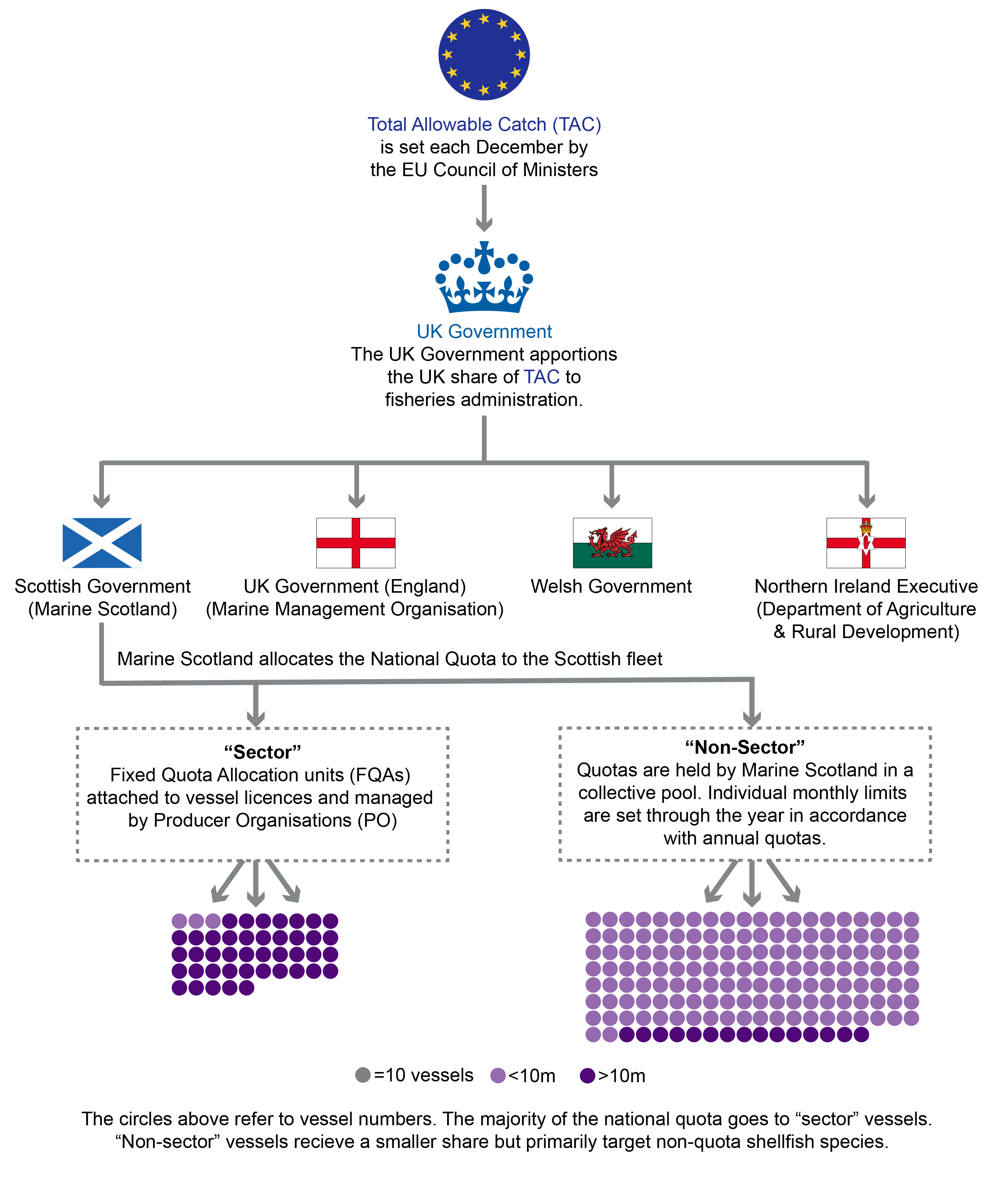 Flow chart of the process for allocating the UK's quota