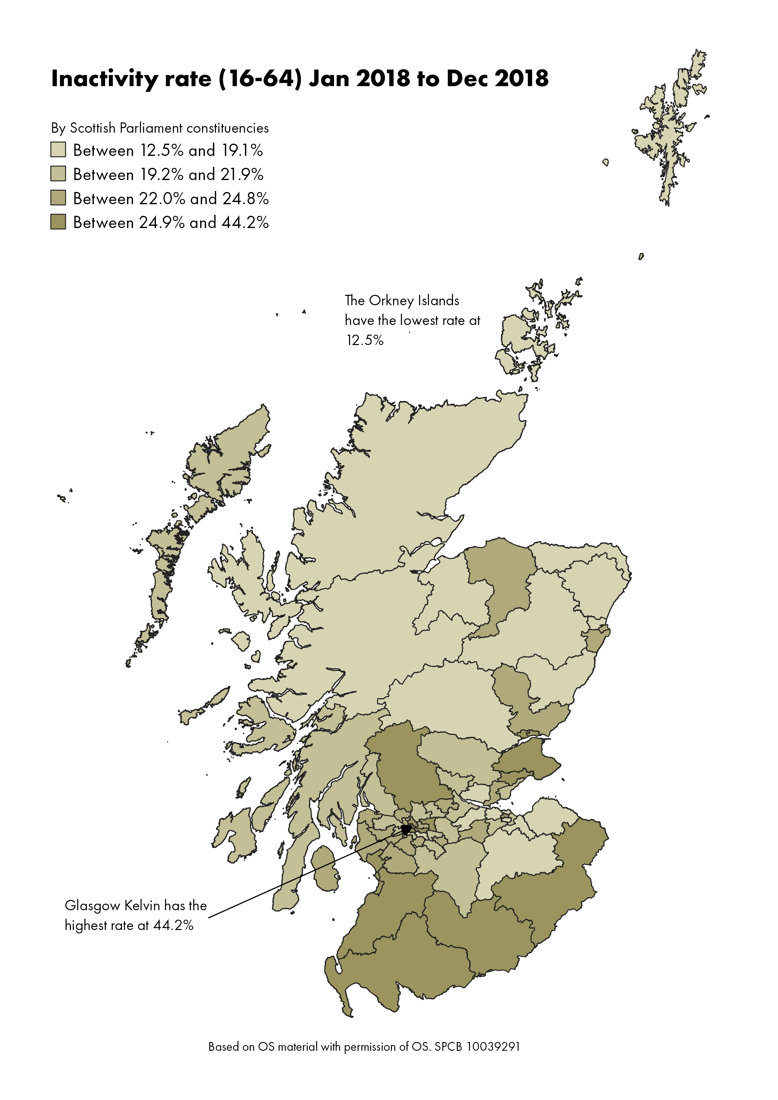 The economic inactivity rates for people aged between 16 and over for each Scottish Parliamentary constituency.