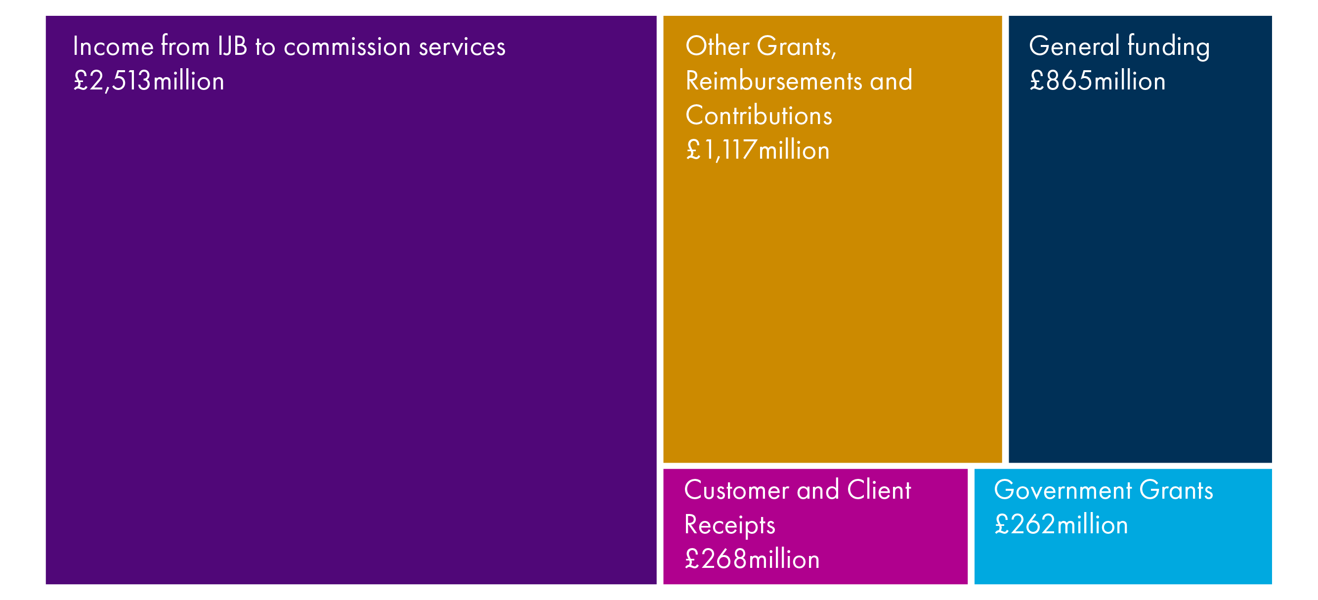 Treemap showing the sources of funding for social work services