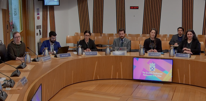 Photo of six stakeholders giving evidence to the Committee on 2 May 2023