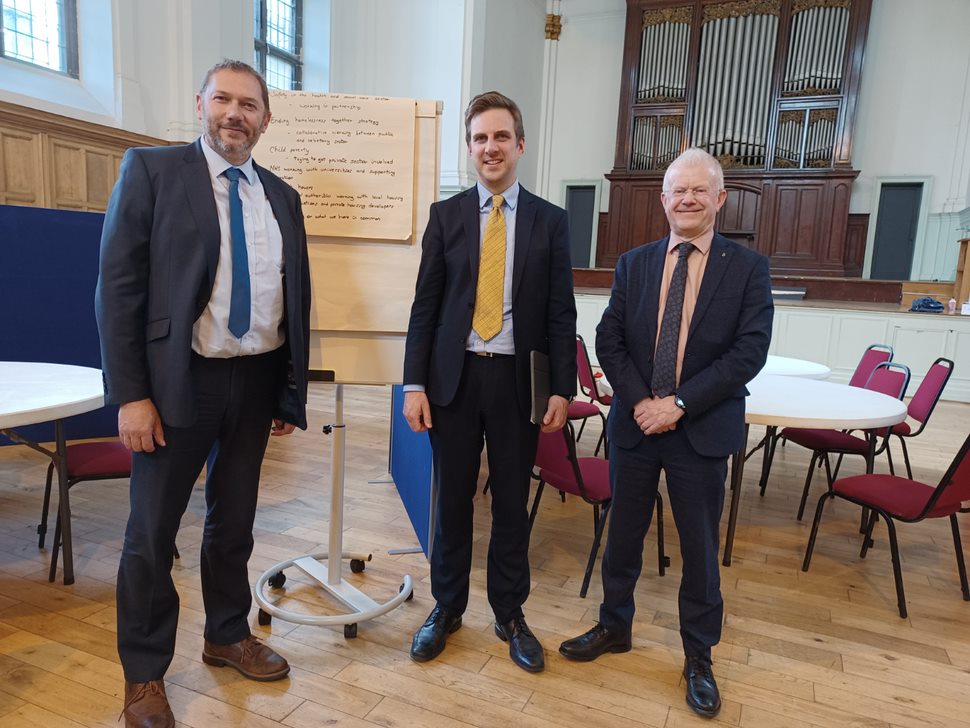 Photograph of Committee members Douglas Lumsden MSP, Daniel Johnston MSP and John Mason MSP at the Glasgow engagement event.